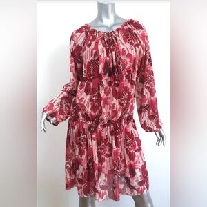 Jean Paul Gaultier Soleil Blouson Dress White/Red Floral Print Mesh Size Small